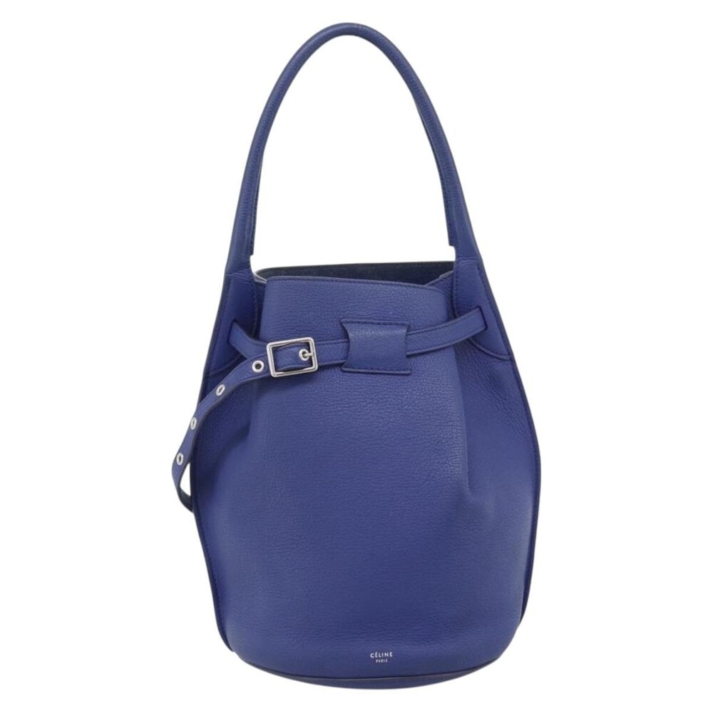 Celine Luggage Handbag Blue Drummed